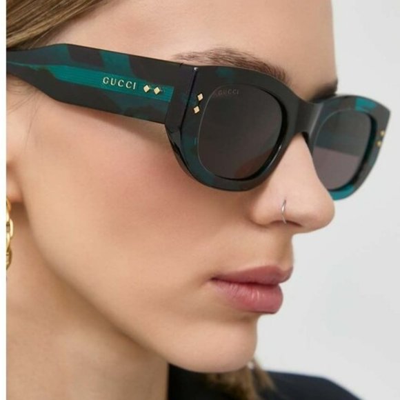 NEW Gucci GG1215S 001 Havana Grey Rectangle Unisex Sunglasses GG 1215S - Picture 10 of 12